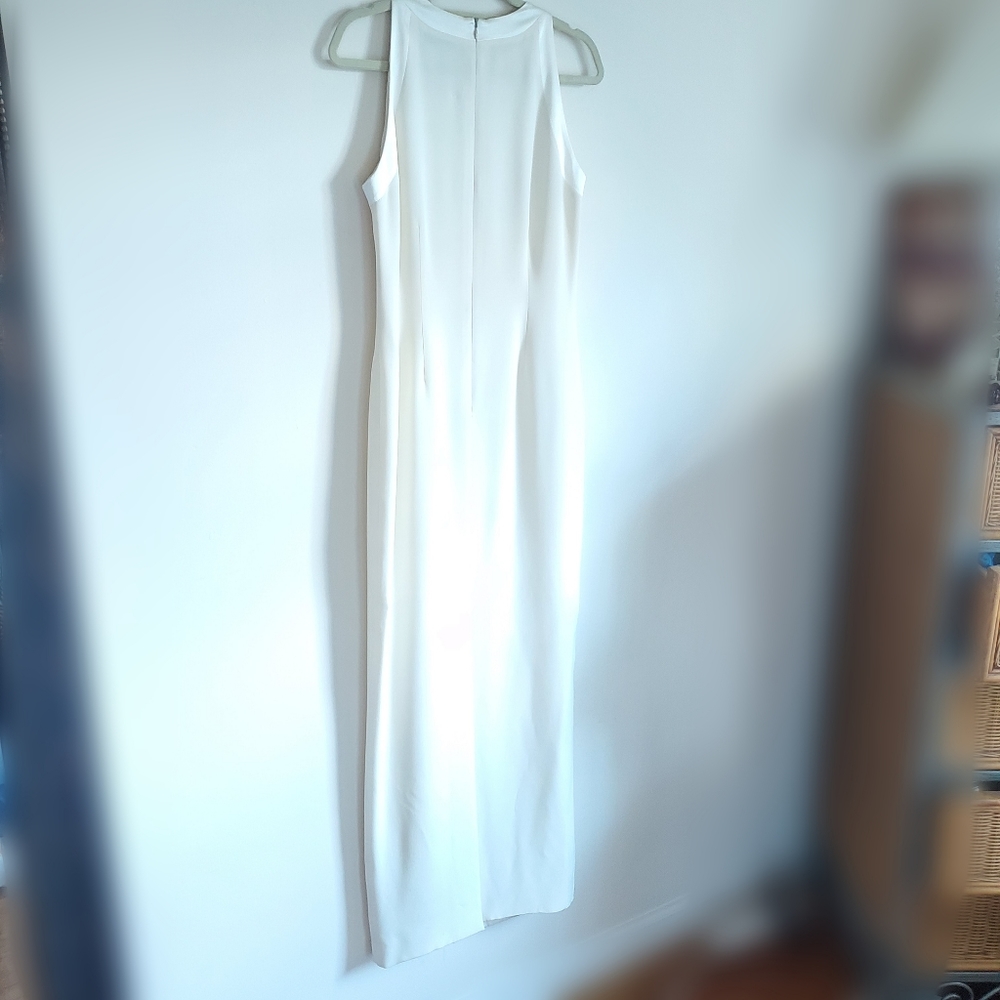 White Maxi Long - Sleeveless Classic Sheath Dress Gown - Picture 15 of 15